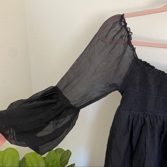 'Zara Basic Black Puff Sleeve Chiffon Dress XS - Picture 4 of 7